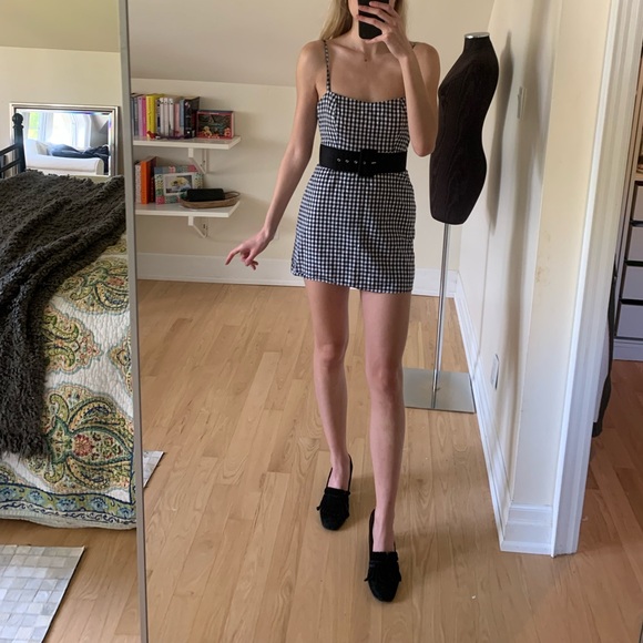 Chic Gingham Mini Dress - Black and White Checkered Sundress - Picture 2 of 4